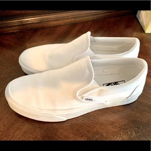 VANS white slip ins size 8.5. Worn once inside.